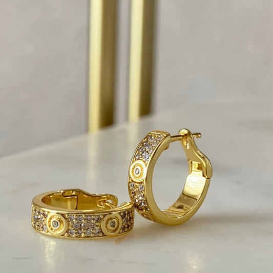 Mini zirconia gold earrings