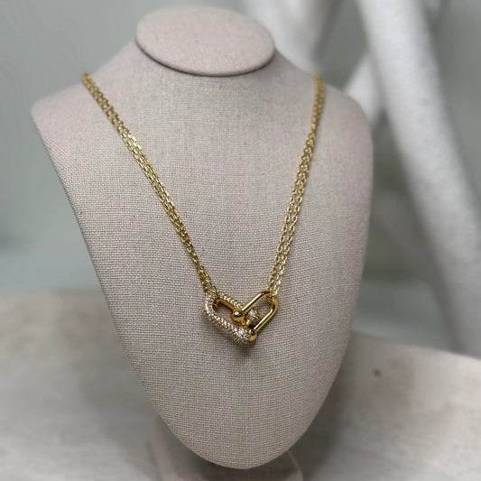 Tiff double chain necklace with zircon
