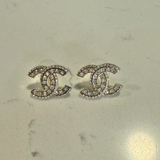 C Diamond  Silver Earrings